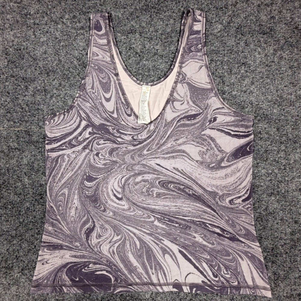 Athleta Women Purple Marble Swirl Scoop Neck Activewear Tank Top Size 8